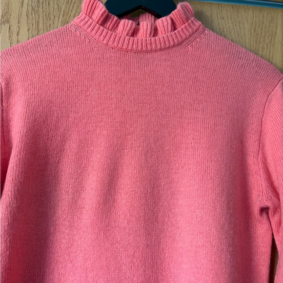 J. Crew Coral Ruffle-Neck Sweater - Picture 2 of 5